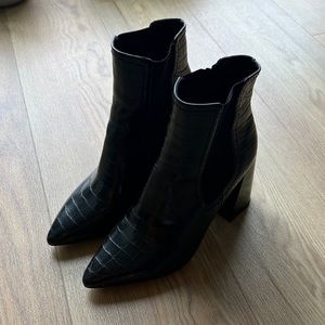 STEVEN by Steve Madden Women’s Size 7 Croc Leather Heeled Booties